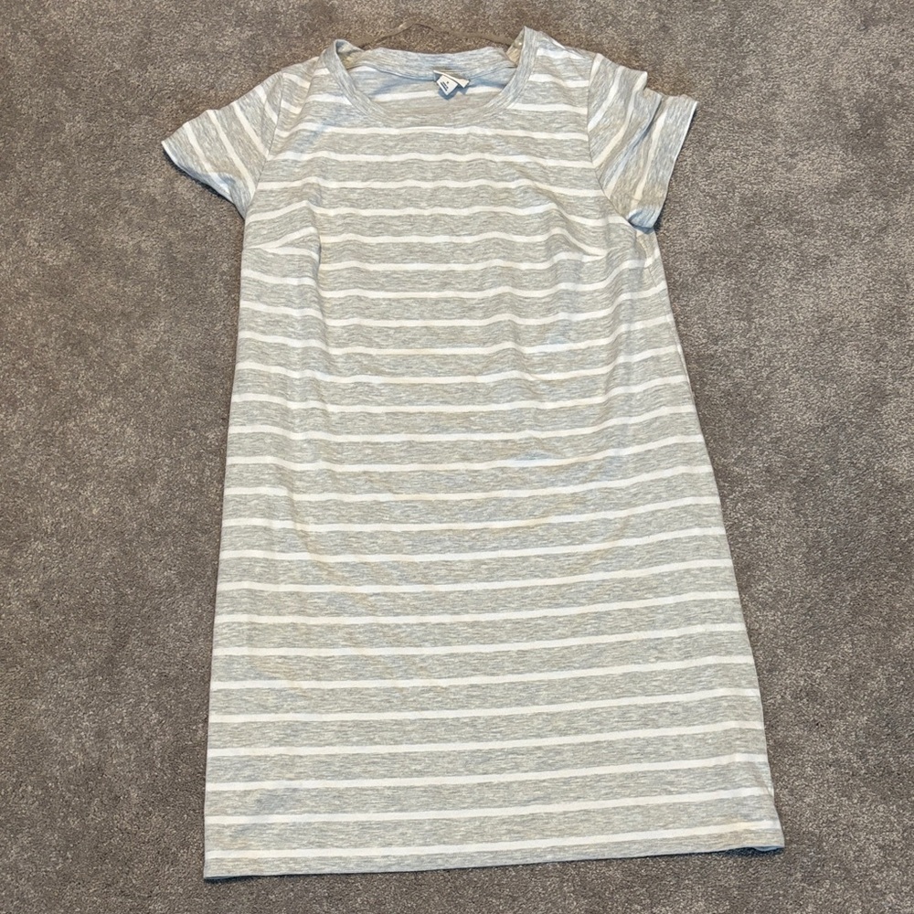 Ava & Viv Gray and White Striped Mini Dress